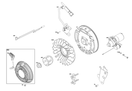 Flywheel, Ignition, And Starter Group Diagram and Parts List for 12V367-0150-F1  Briggs and Stratton Engine
